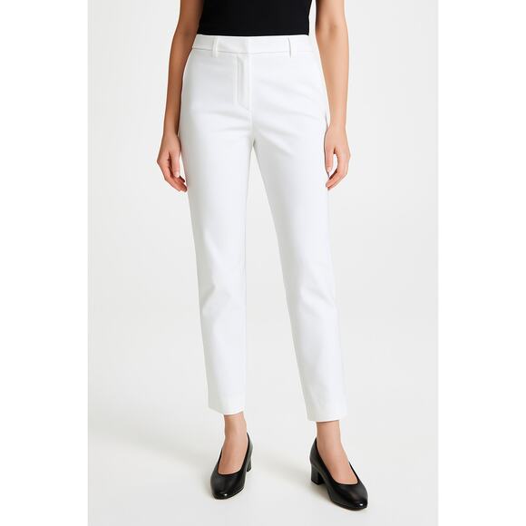 Piazza Sempione Kim White Cotton Blend Trousers with Side Zip & Slim Leg - Picture 1 of 10